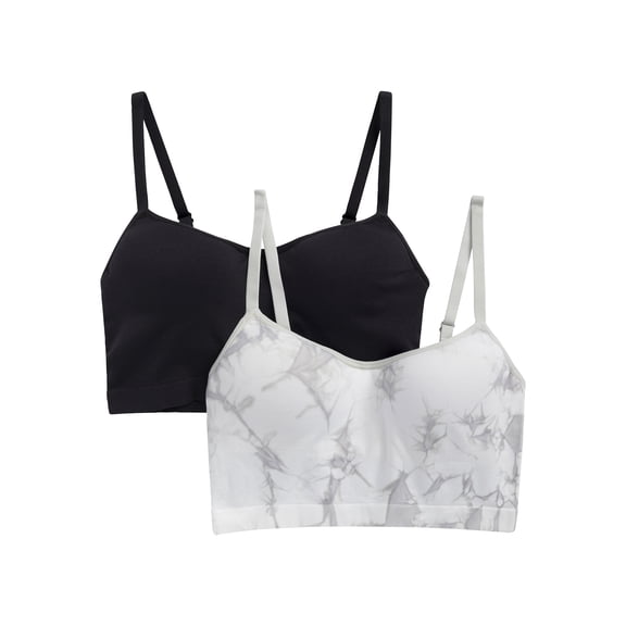 Wonder Nation Girls' Seamless Recycled Molded Longline Bra, 2-pack, Sizes XS-2XL