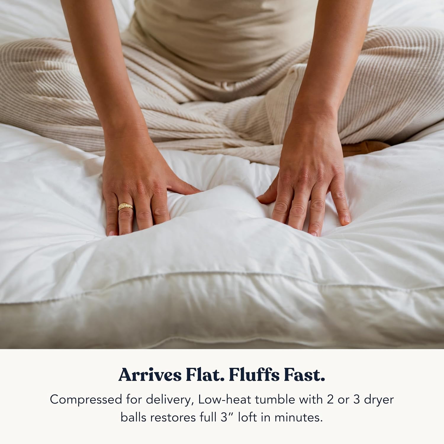 Delara Extra Plush Down Alternative Mattress Pad, 1350 GSM Snow Microfiber Fill, GOTS Certified Organic Cotton Shell, Baffle Box, Hypoallergenic, Vegan, Not Waterproof, 20" Deep Pocket - King 78"×80"