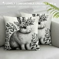 thumbnail image 3 of BCIIG  Happy Easter Decorative Cotton Linen  Throw Pillow Covers Cute Farm Animal Shy Blush Rabbit with Vintage Flower Floral Cushion Case Best Gift for Kids Pillowcase, 3 of 5