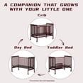 thumbnail image 3 of 3-in-1 Convertible Crib, Rustic Farmhouse Style, Certified Baby Safe Crib, Converts from Baby Crib to Toddler Bed, Daybed, and Full-Size Bed, 3 Adjustable Mattress Heights, Espresso, 3 of 9