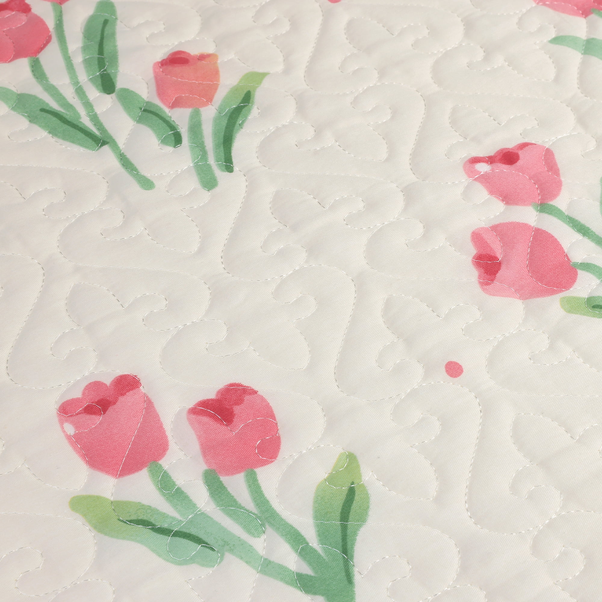 Unique Bargains Cotton Floral Ruffle Trim Pillow Shams Set of 2 with Envelope Closure  White Queen