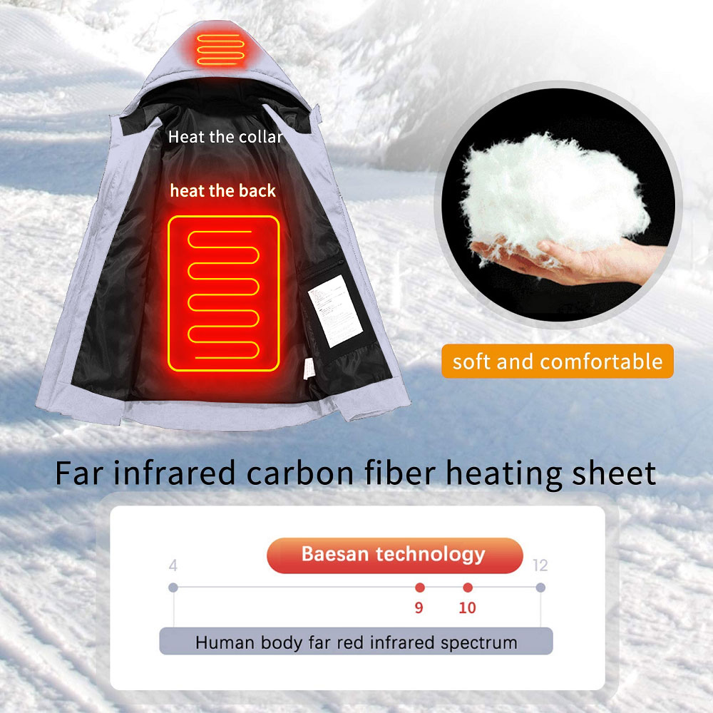 Sexy Dance Heating Jacket for Men Hooded Heated Coat Electric Thermal Outwear Outdoor Down Jackets with 10000mAh Battery Pack - image 5 of 10