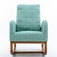 thumbnail image 2 of Accent Rocking Chair, Modern Upholstered Rocker with Tall Back and Wood Base, Single Sofa Chair Comfy Armchair Lounge Sofa Chair with Side Pocket for Living Room Bedroom Apartment, Leopard Teal, 2 of 7