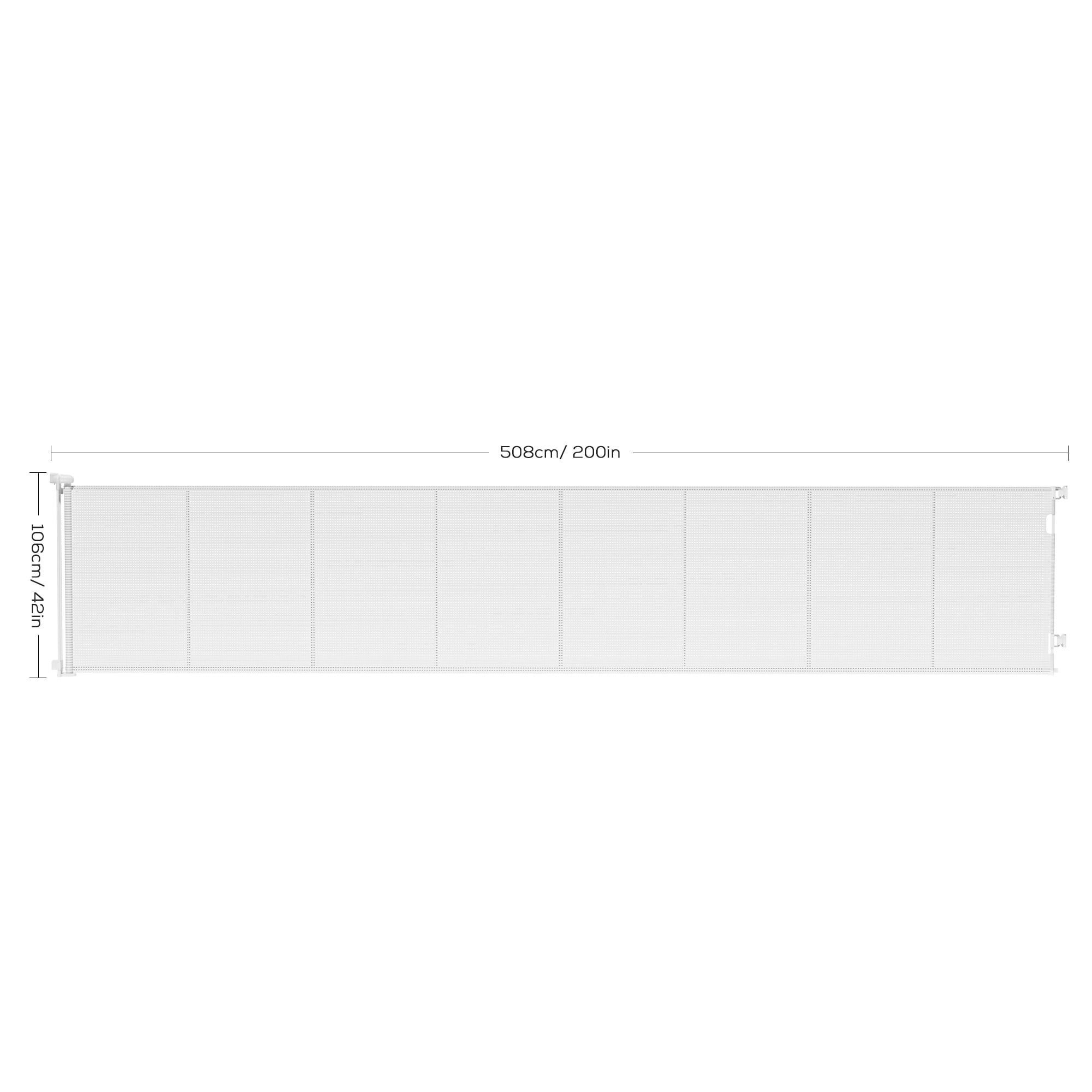 TULILLO 2 Pack Retractable Baby Gate 200" Extra Wide, 42in Tall, Double Lock, Retractable Dog Gate for Doorways Stairs Hallways Indoor and Outdoor, White