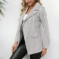 thumbnail image 3 of Jamicy Blazers Jackets for Women Clearance Sales Stylish Stripe Print Long Sleeve Open Front Work Office Notched Lapel Suit Jacket Coat for Women, 3 of 5