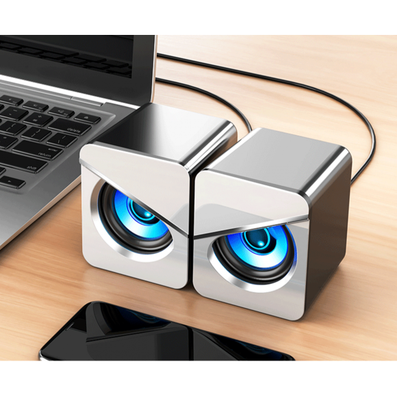 Computer speakers desktop usb wired home desktop games affect notebook subwoofer small power amplifier Upgraded version White