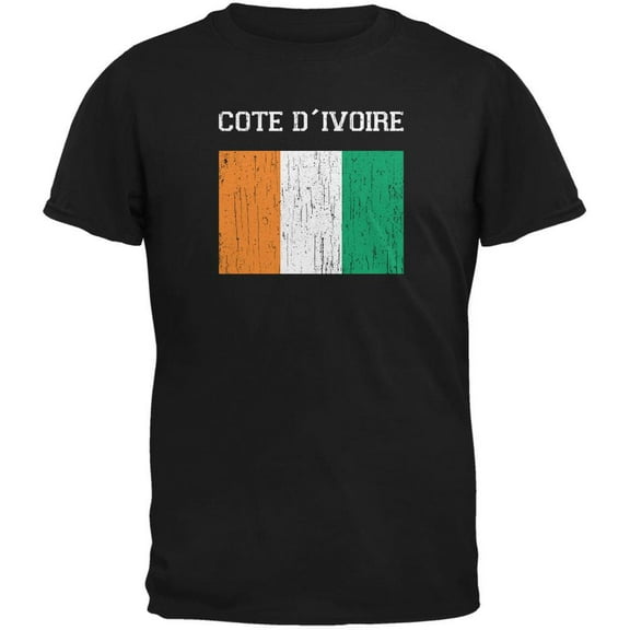 World Cup Distressed Flag Cote D'Ivoire Black Youth T-Shirt - Youth Large