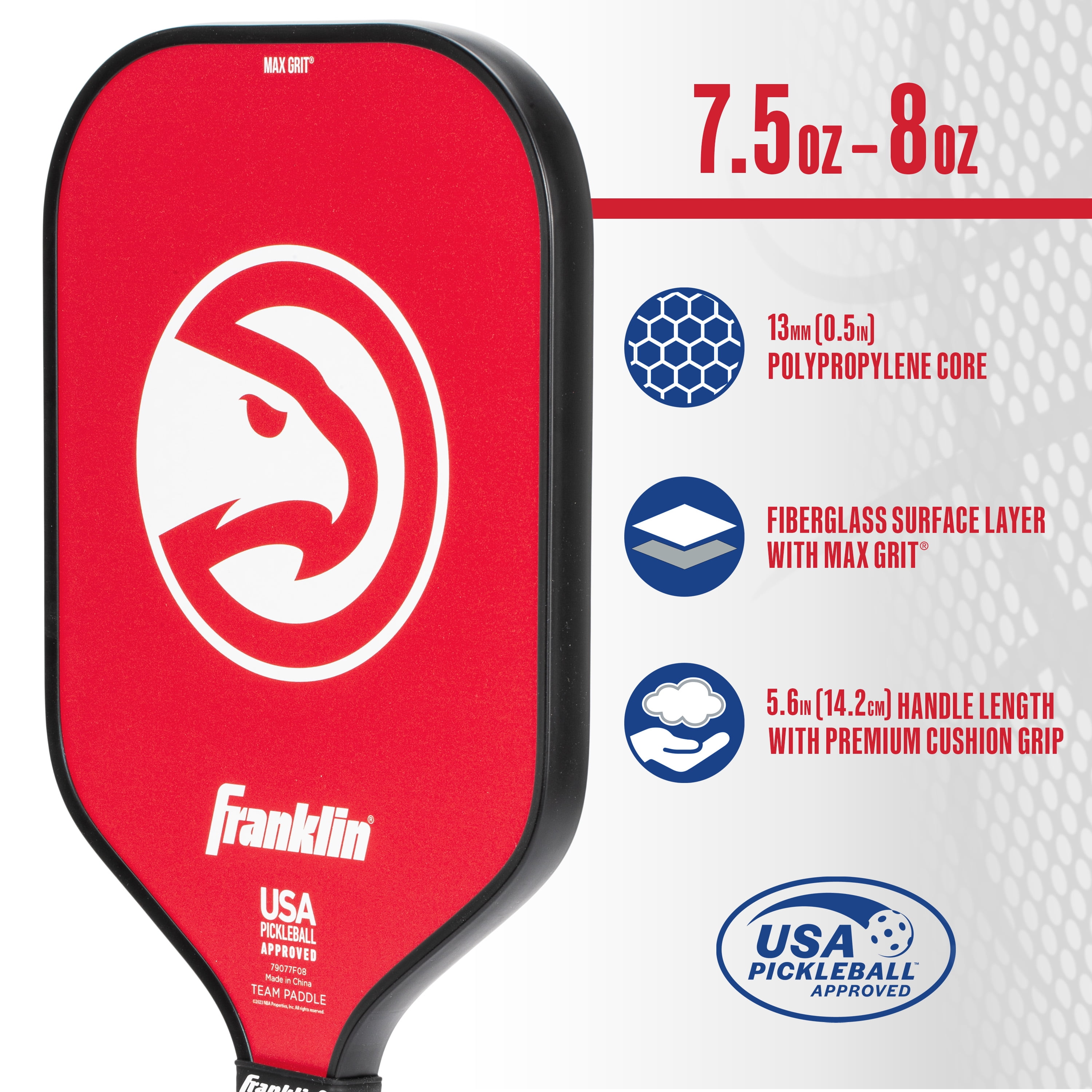 Franklin Sports NBA Atlanta Hawks Pickleball Paddle - Official NBA Team Pickleball Paddles - USAP (USAPA) Approved Premium Quality Pickleball Paddles - Authentic Team Logos + Colors