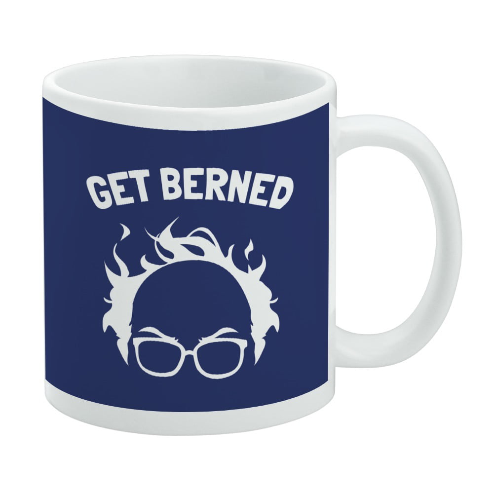 Get Berned Burned Bernie Sanders Burning Democrat Hair White Mug