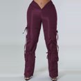 thumbnail image 1 of Pantalones y pantalones casuales de color verde liso con cierre de cremallera para mujer, 1 of 5