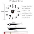 thumbnail image 2 of Reloj de pared 3D DIY, 2 piezas de reloj de pared grande DIY, reloj de pared grande sin marco, pegatina de espejo 3D, péndulo silencioso de metal, reloj de pared de metal moderno, decoración de sala, 2 of 5