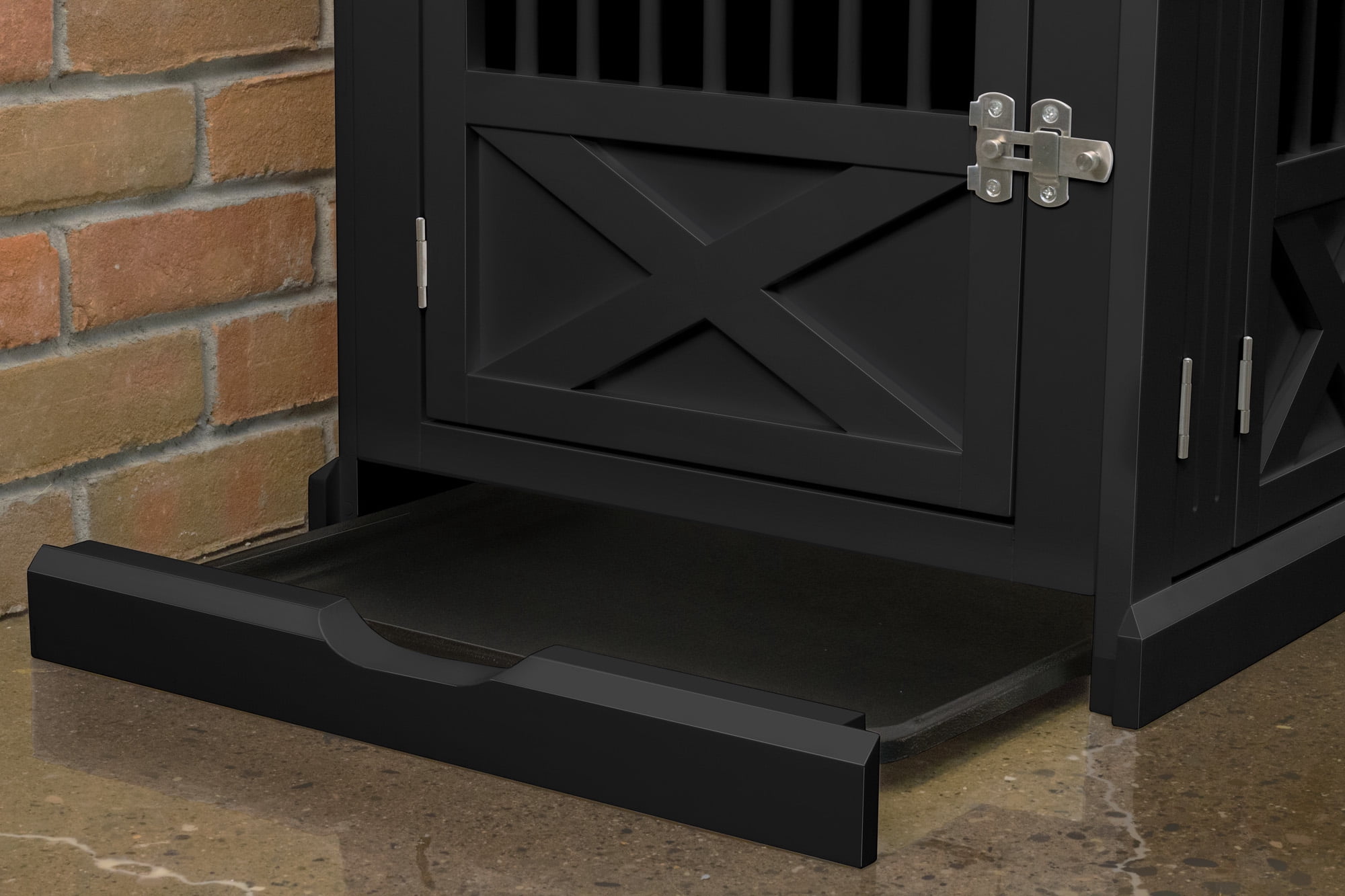 Contemporary Home Living 30.5" Black Rectangular Medium Slide Triple Door Dog Crate
