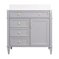 thumbnail image 4 of ANGELES HOME 36" Bathroom Vanity with Sink Top Combo Set, Freestanding Solid Wood Bathroom Makeup Cabinet W/ 1 Soft-Close Door and 3 Soft-Close Drawers, Carrara White Quartz Countertop (White), 4 of 9