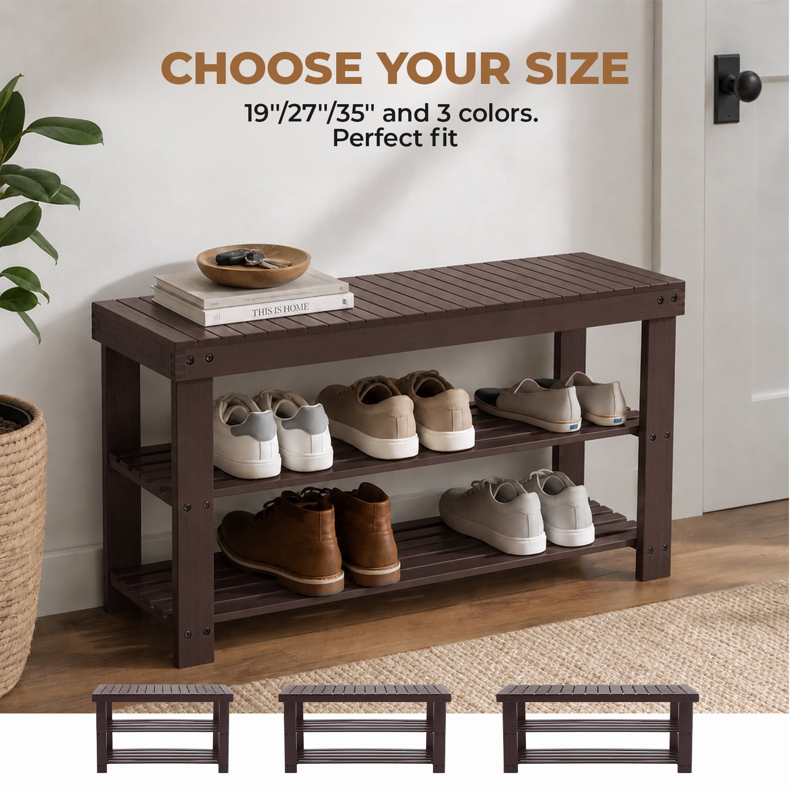Alvantor 3 Tier Shoe Rack Bench, Shoe Storage Organizer, Entryway Bench, Perfect for Shoe Cubby, Bathroom Bench, Entryway Organizer, Hallway