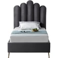 thumbnail image 3 of Maklaine Contemporary Solid Wood and Tufted Velvet Twin Bed in Gray, 3 of 9