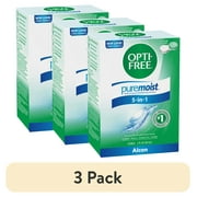 (3 pack) OPTI-FREE Puremoist All Day Comfort Contact Lens Cleaning Solution Trial Kit for Daily Use, 2 fl oz
