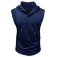 thumbnail image 4 of FRSASU Men's Workout Hooded Tank Tops Summer Sleeveless Drawstring Gym Bodybuilding Cut off Henley Shirts Dark Blue, 4 of 8