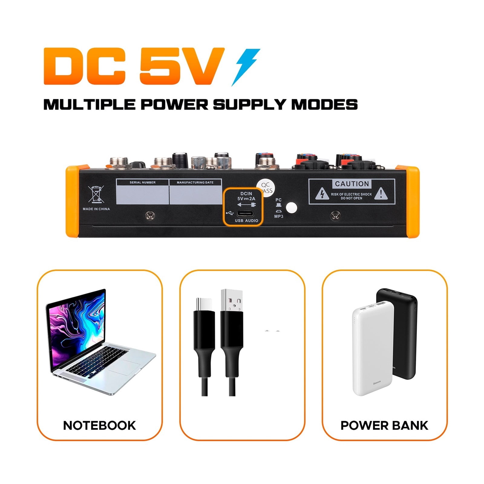 OTG Metal Mixer DJ Console Mini4 With Bluetooth 48V Power Delay Repaeat Effect For Sound Mixing Console PC Recording ,Easy to Operate