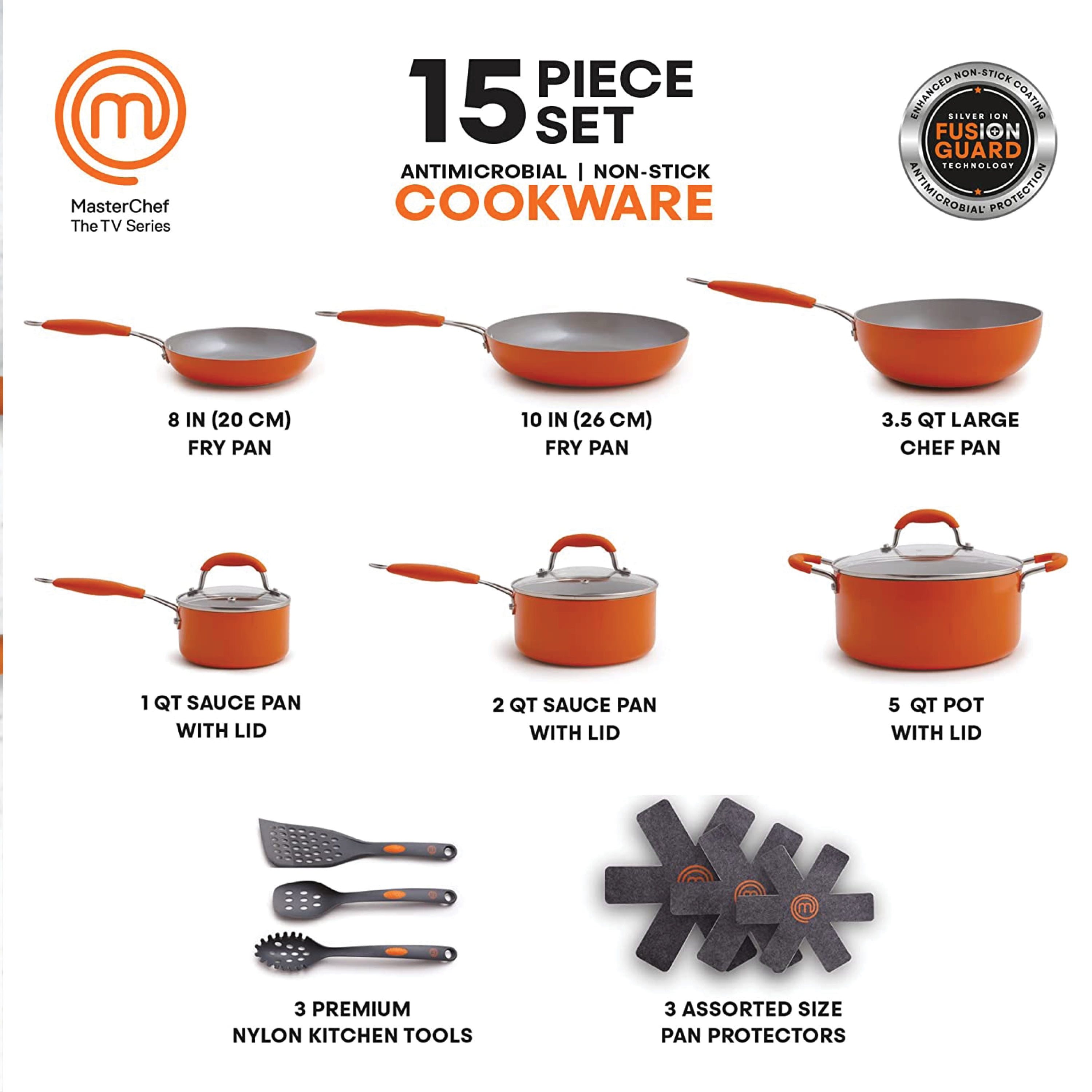 MasterChef MC3006 17 Pieces Champions Square Cookware Set Orange - On Sale  - Bed Bath & Beyond - 38365319