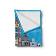 thumbnail image 2 of Amsterdam Soft Flannel Fleece Blanket, Colorful Hand-drawn Art of Famous Canal with Boats and Old Fashioned Apartments, Cozy Plush for Indoor and Outdoor Use, 50" x 70", Multicolor, by Ambesonne, 2 of 5