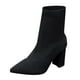 thumbnail image 1 of Zapatos Botines de mujer Botines de de otoño e invierno para mujer botas de calcetín de malla puntiaguda de tacón medio de tacón grueso cubierta transpirable y cómoda de Color sólido (Black 7.5), 1 of 7