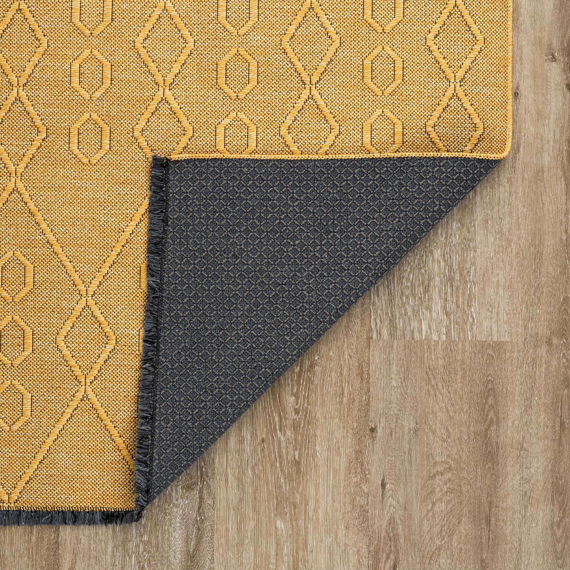 Alma Transitional 2' x 7.7' Gold, Machine Washable Polyester & Cotton Indoor Area Rug