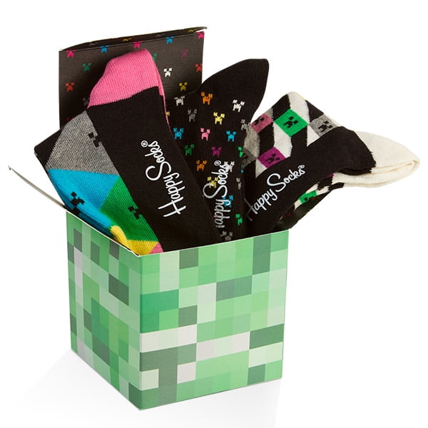 Minecraft Socks Minecraft Happy Creeper Rainbow 3 Pack Medium M