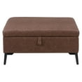 thumbnail image 1 of CorLiving Linden Brown Upholstered Square Storage Ottoman with Metal Legs, 1 of 9