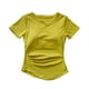 thumbnail image 5 of Traje de Yoga con cuello en V y almohadilla para el pecho para mujer, traje de manga corta para gimnasio, Top de entrenamiento ajustado para Fitness, camiseta para correr de secado rápido, ropa, 5 of 6