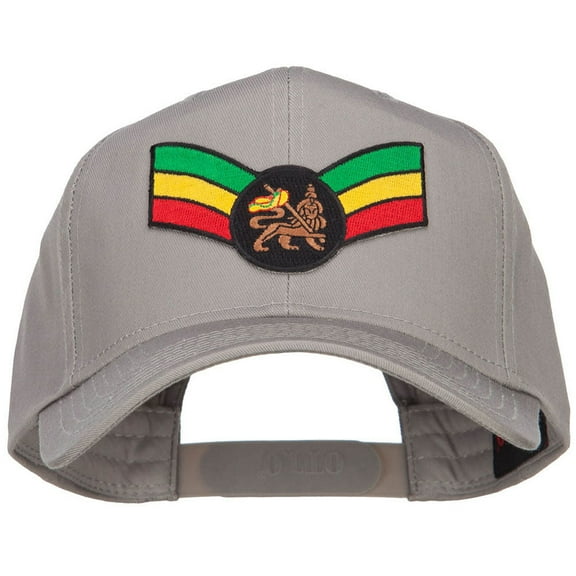 Crown Wing Lion Rasta Patched Cap - Grey OSFM