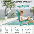 thumbnail image 4 of Outsunny Ensemble de 2 Chaises de Plage Pliantes avec Auvent Réglable, Turquoise, 4 of 10