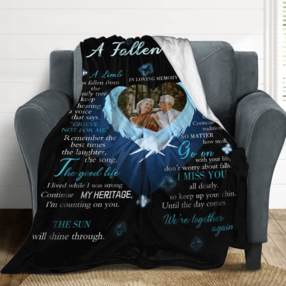 Custom Blankets with Your Pictures for Loss of Mother Dad in Heaven