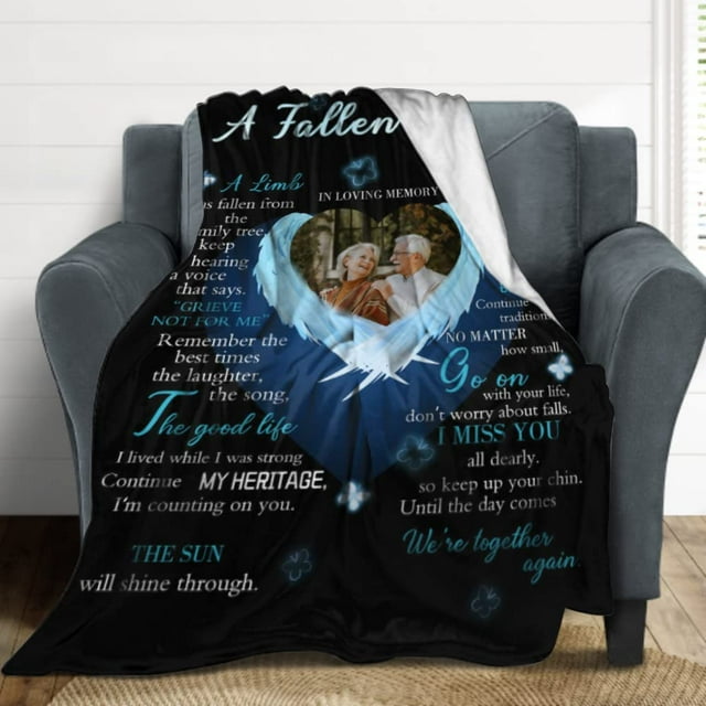 Custom Blankets with Your Pictures for Loss of Mother Dad in Heaven, Personalized Sympathy