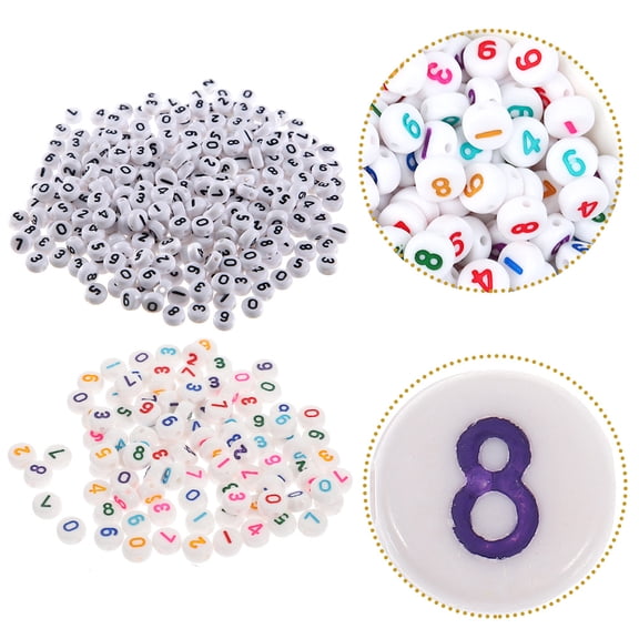 FRCOLOR 200 Pieces Acrylic Number Beads for Jewelry Making, Loose Beads for Bracelets and Crafts