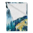 thumbnail image 2 of Impressionist Soft Flannel Fleece Throw Blanket, Mountain Forest Landscape Nature Outdoor Scene Painting, Cozy Plush for Indoor and Outdoor Use, 60" x 80", Dark Yellow Sea Blue, by Ambesonne, 2 of 5