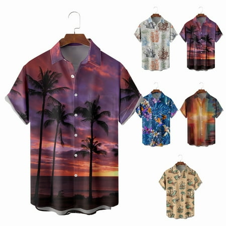 

Boys Collared Button Down Hawaii Shirts Regular Vacation Tops for Boys 5-14 Years