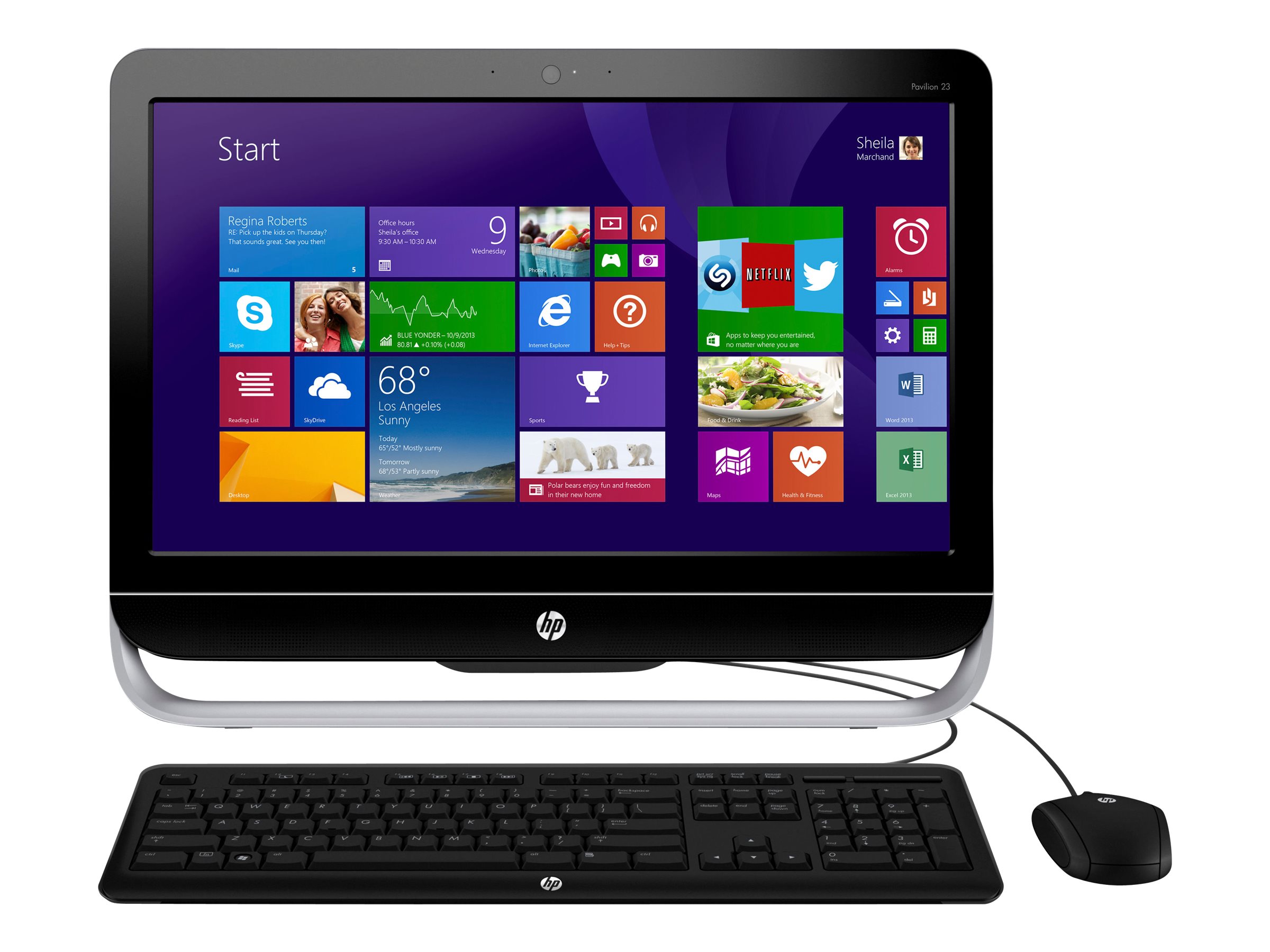 HP Pavilion 23-B030 - All-in-one - A4 5300 / 3.4 GHz - RAM 6 GB - HDD 1 TB  - DVD SuperMulti - Radeon HD 7480D - GigE - WLAN: 802.11b/g/n - Win 8