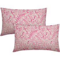 Hot Pink Fern Leaves Lumbar Pillow Covers 12X20 Inch Plant Leaf Floral Pine Decorative Pillow Cases Vintage Botanical Spring Summer Throw Pillows Set of 2 Home Decor for Sofa Couch Porch Outdoor