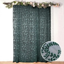 BalsaCircle 8x8 feet Hunter Green Embroidered Leaves Sequined Tulle Backdrop Curtain Panel Party Events Decorations
