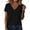 Black, variant on Women's 2026 Summer V-Neck Ruffle Top, Short Sleeve Work Casual Business Tee with Elegant Ruffle Detail, Loose Fit Blouse for Office, Daily Wear, and Relaxed Style Navy XXL