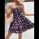 thumbnail image 4 of Vestido de Mujer con Estampado Floral, Sin Mangas, Fruncido y Bajo con Volantes, Corte A Negro L, 4 of 9