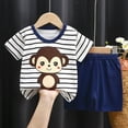 thumbnail image 2 of TOWED22 Toddler Boys Shark Boat Print Short Sleeve Tee Shorts Casual Summer Clothes Outfit Black,18-24 M, 2 of 4