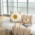 thumbnail image 2 of JWH 3D White Daisy Pillow Case Linen Blend Base Hand-Stitched Flower Center Decorative Cushion Cover for Living Room Bed 18"x18", 2 of 9