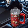 thumbnail image 4 of 40oz Holiday Tumbler with Straw and Handle, Classic Red and Green Plaid Christmas Stainless Steel Cup Gifts, 4 of 4