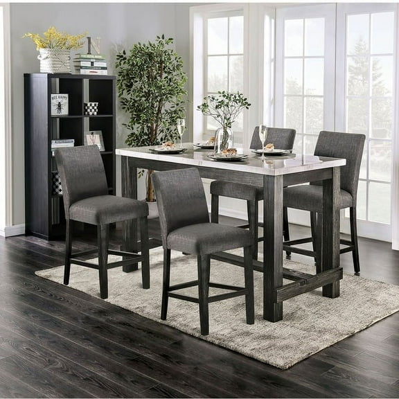 Furniture of America Alluna 5-Piece Counter Height Dining Set, Ivory