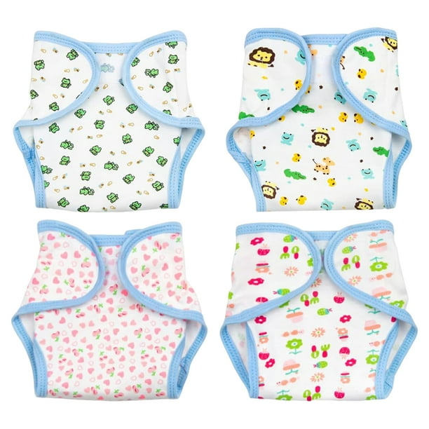 ColoMX 4 Uds. De pañales para muñecas, pañales reutilizables para bebés, ropa para muñecas recién nacidas, accesorios para muñecas Reborn, ropa interior lavable para muñecas para juegos de simulación