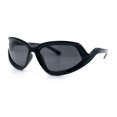 thumbnail image 4 of Swan Down Temple Curved Wrap Cat Eye Sport Plastic Sunglasses All Black, 4 of 8