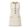 thumbnail image 4 of Endives Summer Dresses for Women Casual Button Front Mini Dress Sleeveless Round Neck Retro Dresses Comfy Trendy Summer Shift Dress with Pockets Midi Dresses for Women Beige XXL, 4 of 7