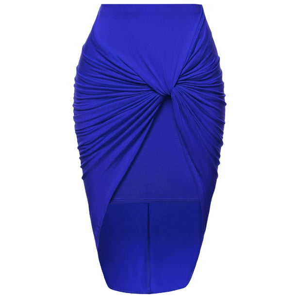 FashionOutfit Women's Sexy Fitted Front Knot Midi Skirt - Walmart.com