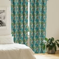 thumbnail image 2 of Ambesonne Tropical Window Curtains, Exotic Leaves Pattern Rave, Each 28" W x 95" L, Dark Teal Peach Salmon, 2 of 4